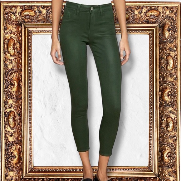 L’AGENCE ‘Margot’ Skinny Leg High-Rise Jeans in “Moss Coated” Green Size 25 - Picture 1 of 16